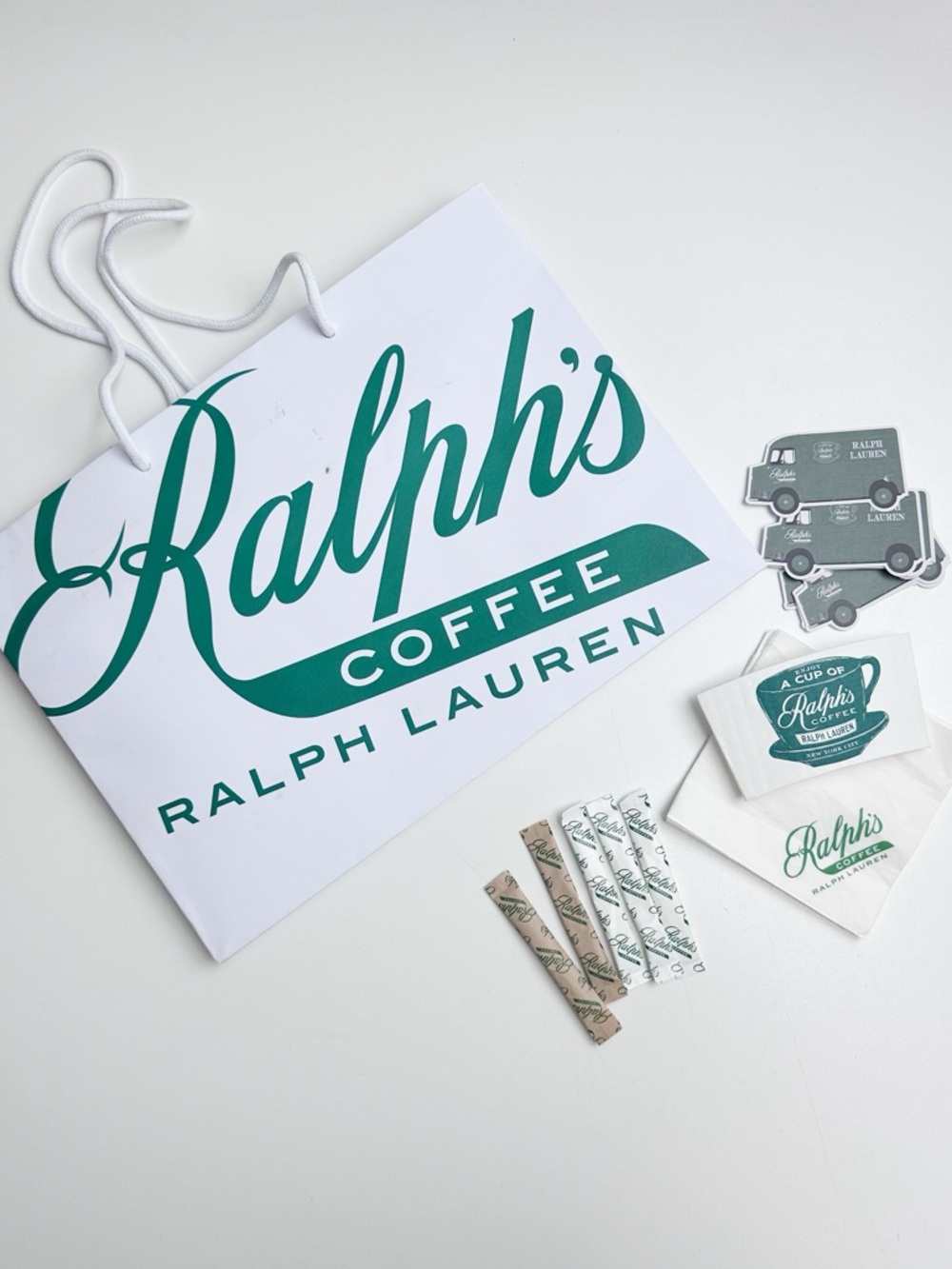 Polo Ralph Lauren Ralph’s Coffee Punch Cards, Coffee Sleeve, Bag, Napkins Lot